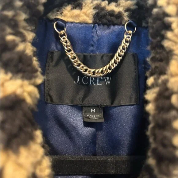 J. Crew Animal Print Teddy Jacket Medium - Picture 3 of 4